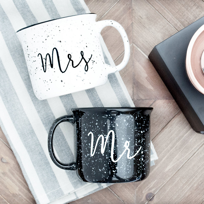 Mr and Mrs camping mugs by Frankie and Claude Shop