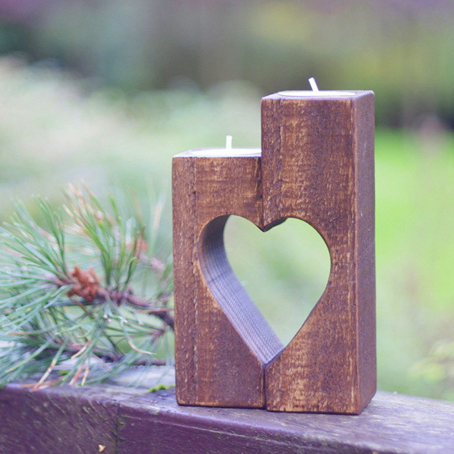 Rustic heart candle holder by Wood Metamorphosis