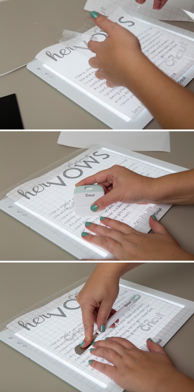 Cricut, vinyl, acrylic boards and your vows make the best DIY ceremony detail ever!