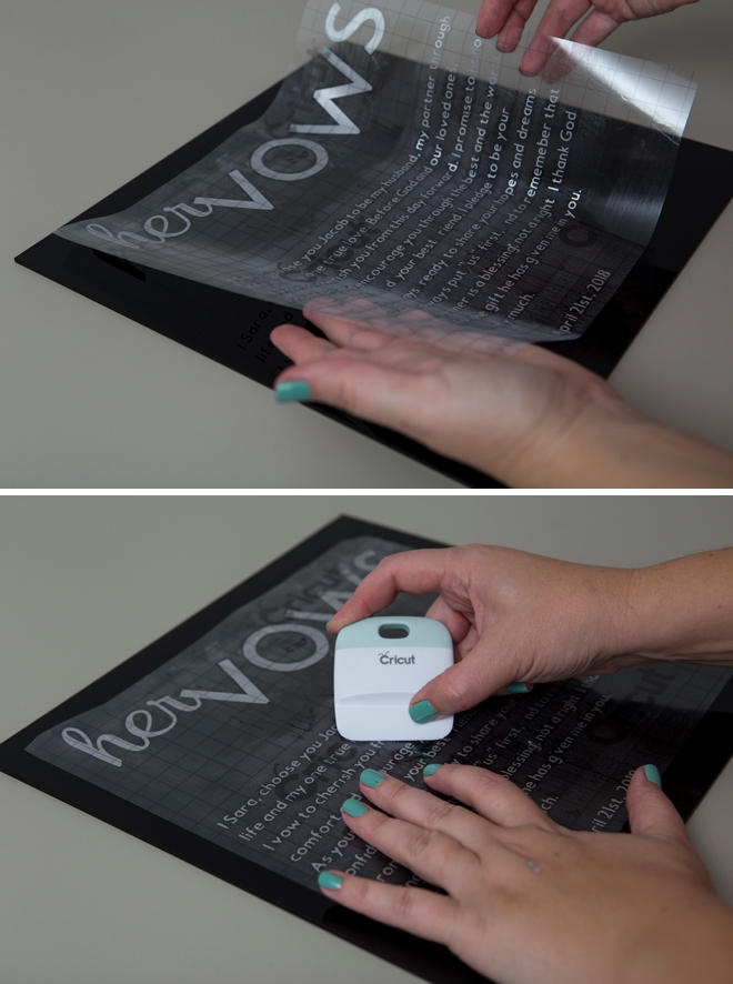 Cricut, vinyl, acrylic boards and your vows make the best DIY ceremony detail ever!