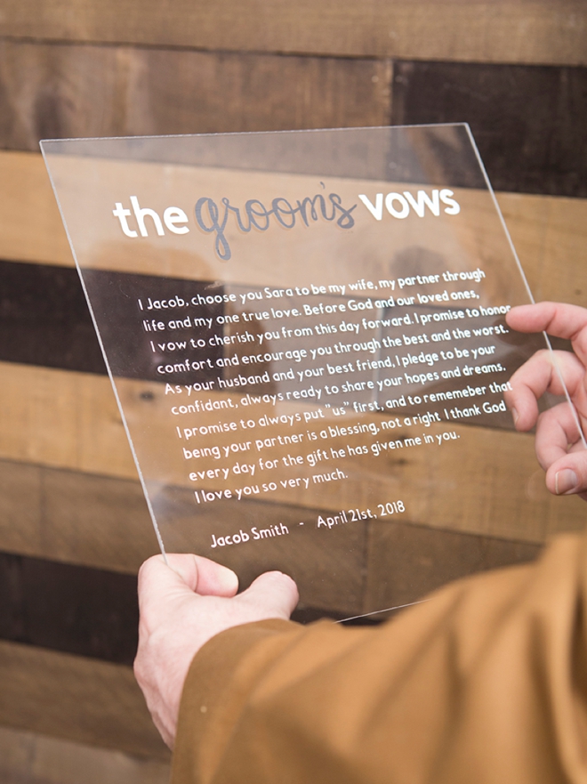 These Personalized Acrylic Vow Boards Are EVERYTHING.