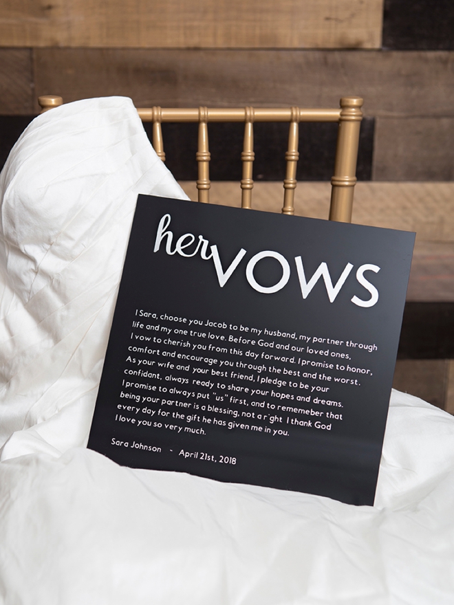 Cricut, vinyl, acrylic boards and your vows make the best DIY ceremony detail ever!