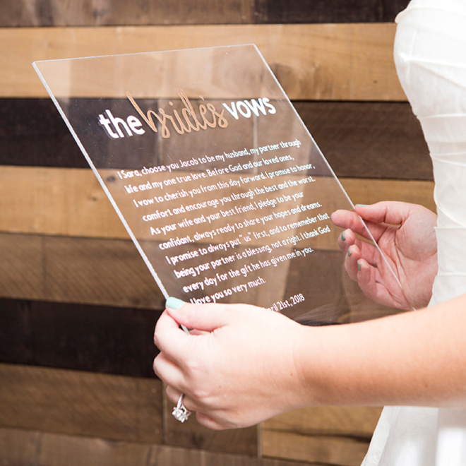 These Personalized Acrylic Vow Boards Are EVERYTHING.