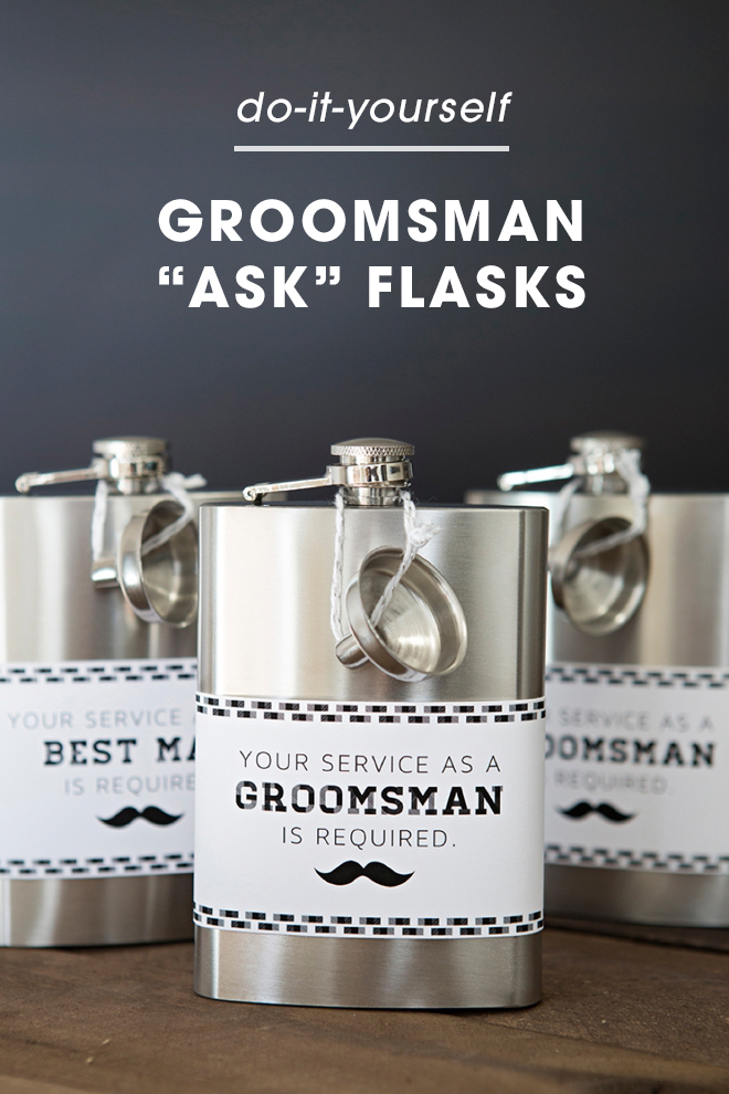 DIY Your Service As A Groomsman Is Required flask labels, SO cute!