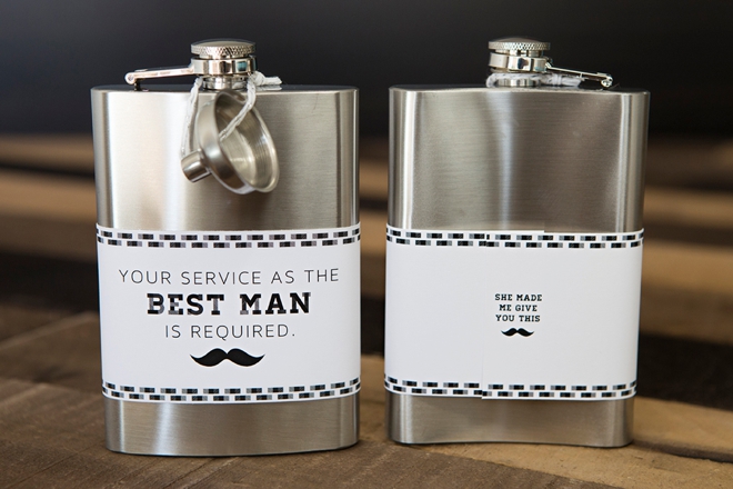 DIY Your Service As The Best Man Is Required flask labels, SO cute!