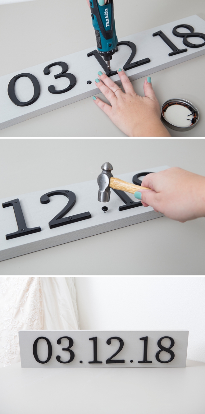 I'm obsessing over this DIY address number wedding date sign!