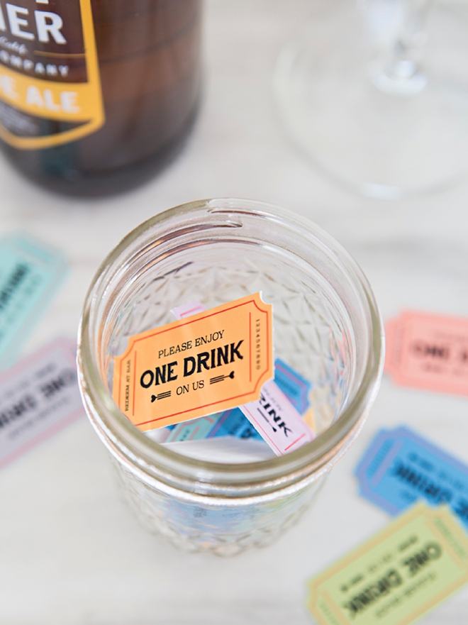 Keep your wedding bar budget under control with these DIY drink tickets!