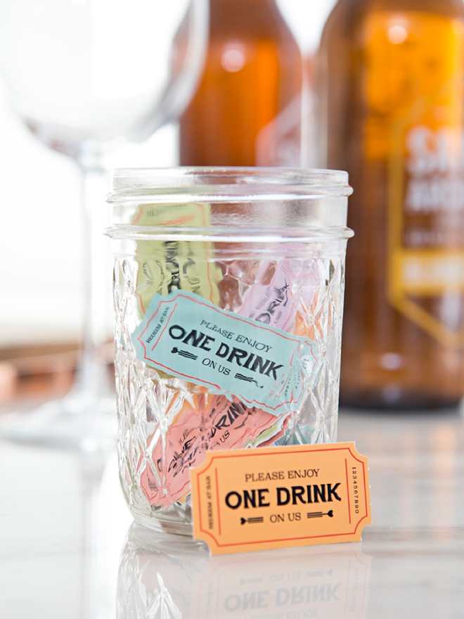 Keep your wedding bar budget under control with these DIY drink tickets!
