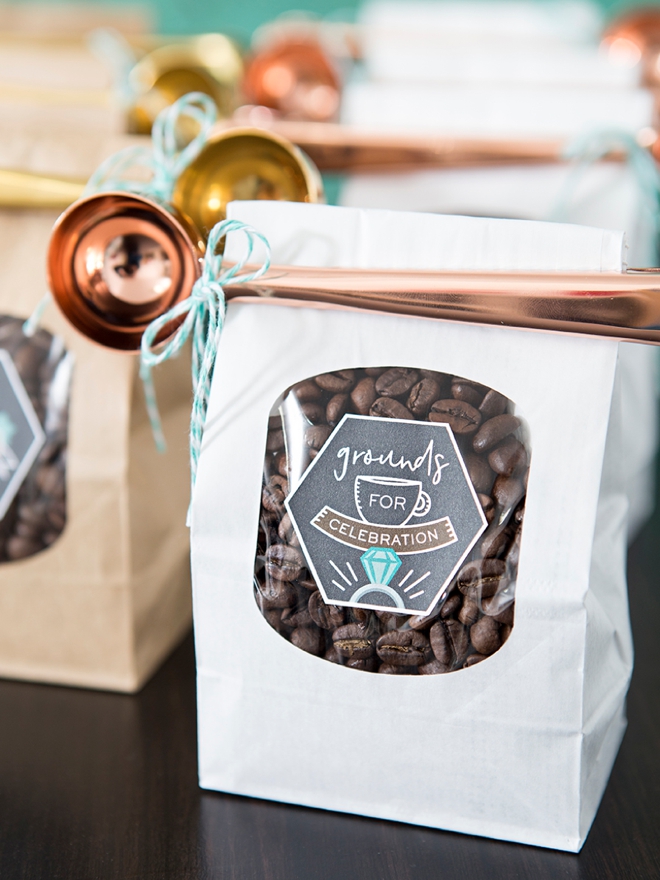 DIY Coffee Favors With Metallic Scoops