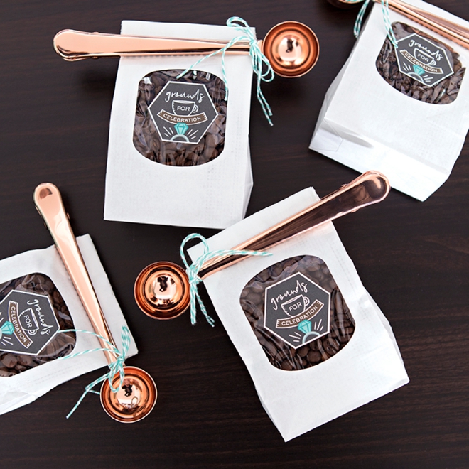 These DIY, Grounds for Celebration coffee wedding favors are the cutest!!