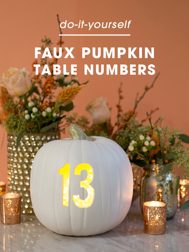 These DIY faux pumpkin table numbers are brilliant!