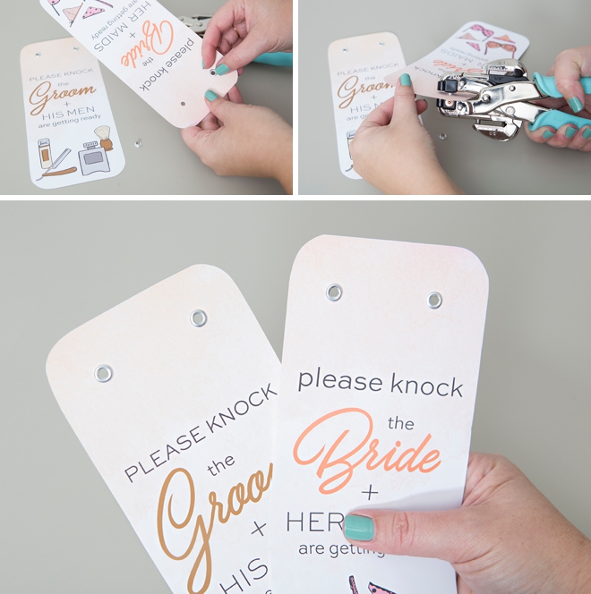 These are the cutest please knock we're getting ready signs and you can print them for free!