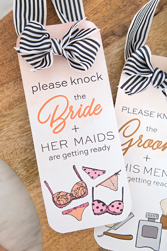 These free printable getting ready door hangers are just the cutest!