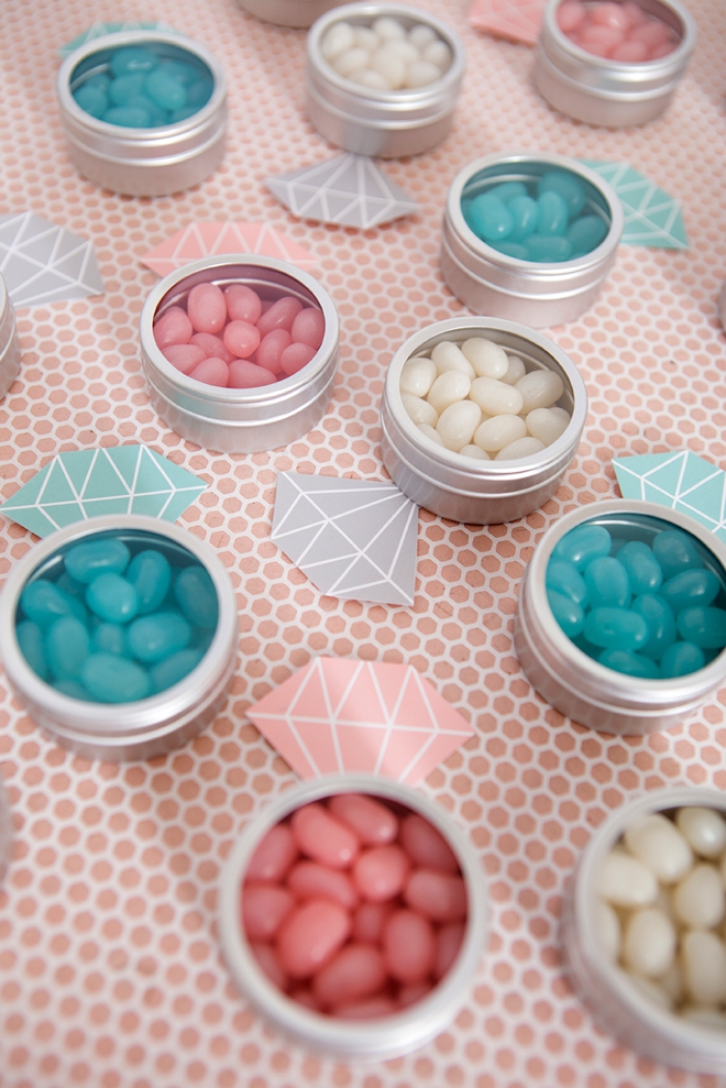 OMG, these jelly bean diamond ring favors are the cutest!