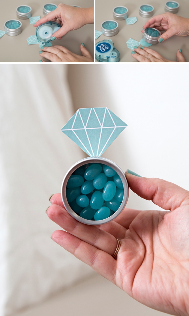 OMG, these jelly bean diamond ring favors are the cutest!
