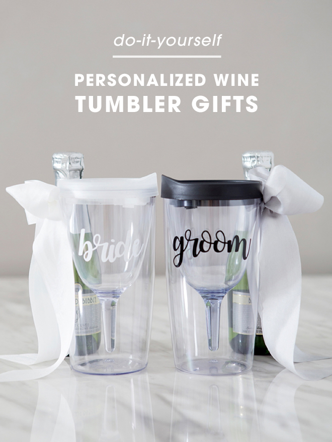 These DIY bride and groom wine tumblers are the cutest!!