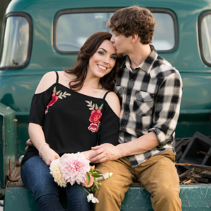 We're crushing on this couple's super darling rustic engagement snap!