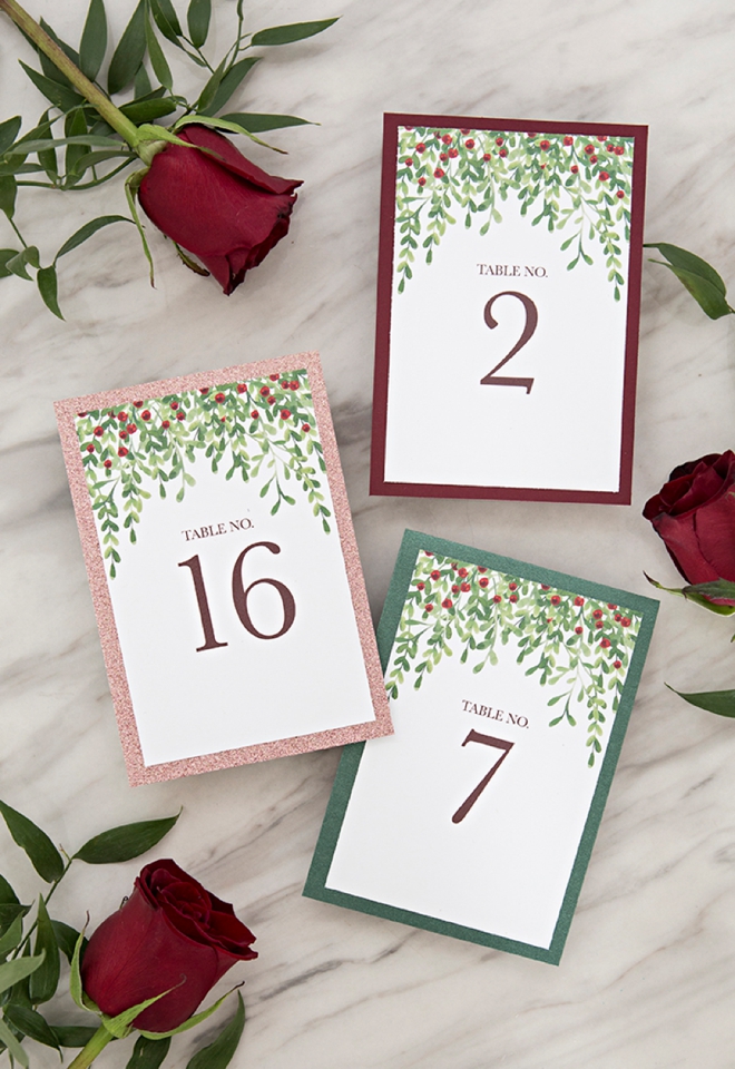 These Free Printable Holiday Holly Inspired Table Numbers Are