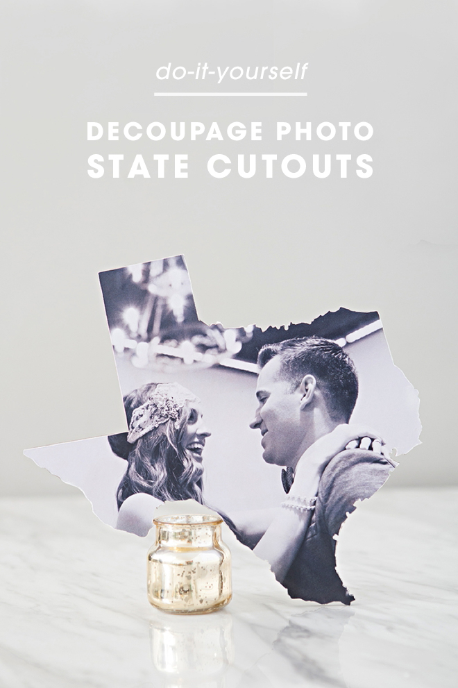 These DIY wedding photo state cutouts are the cutest!!