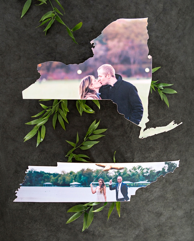 These DIY wedding photo state cutouts are the cutest!!