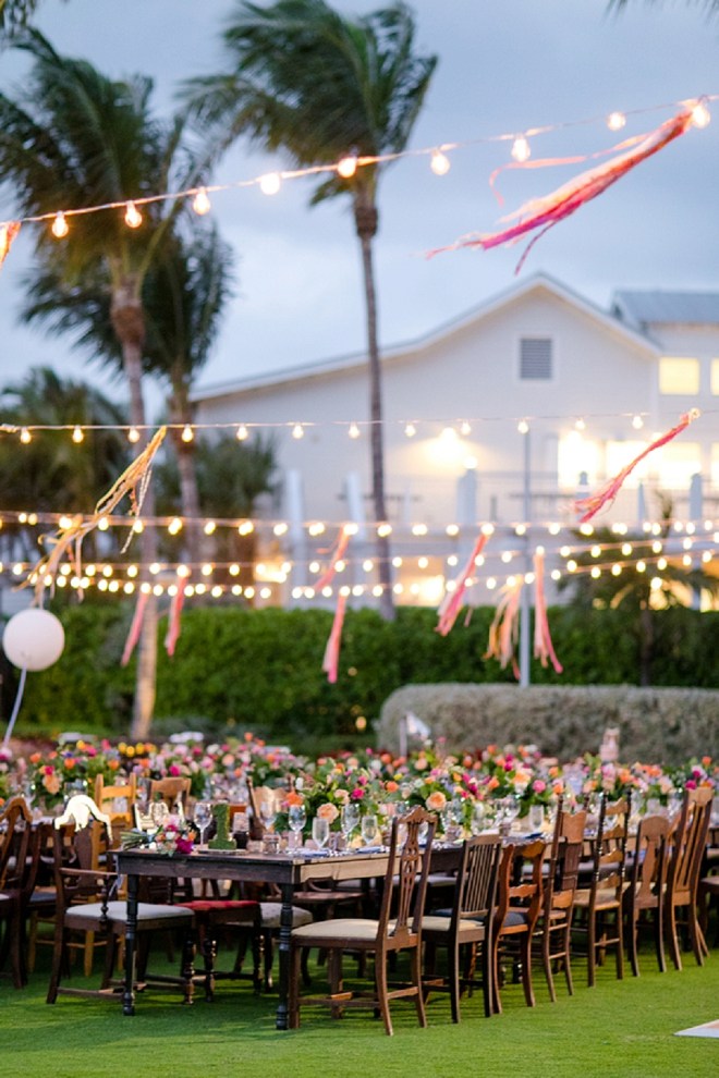 This twinkle lit Florida outdoor reception is AMAZING! 