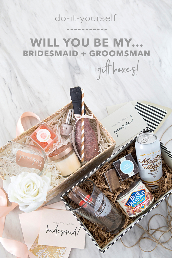 These DIY will you by my bridesmaid and groomsman gift boxes are SO cute!