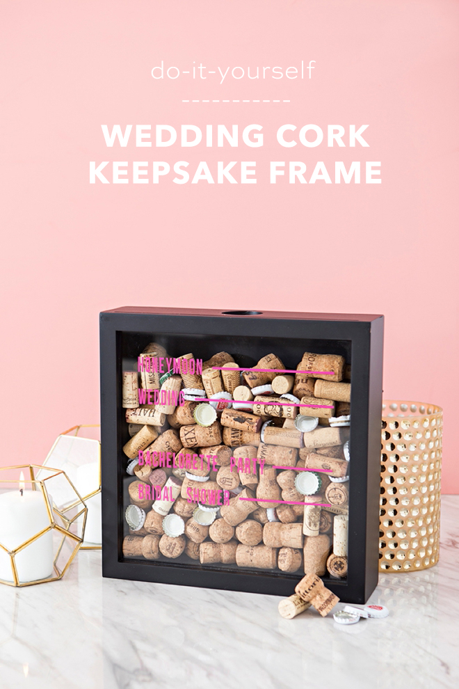 Create your own cork keepsake frame to save all the corks from your wedding events!