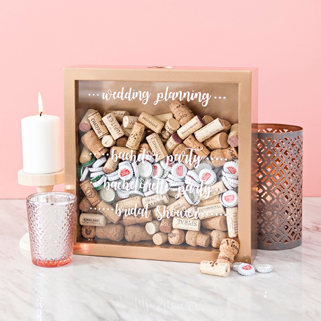 Create your own cork keepsake frame to save all the corks from your wedding events!