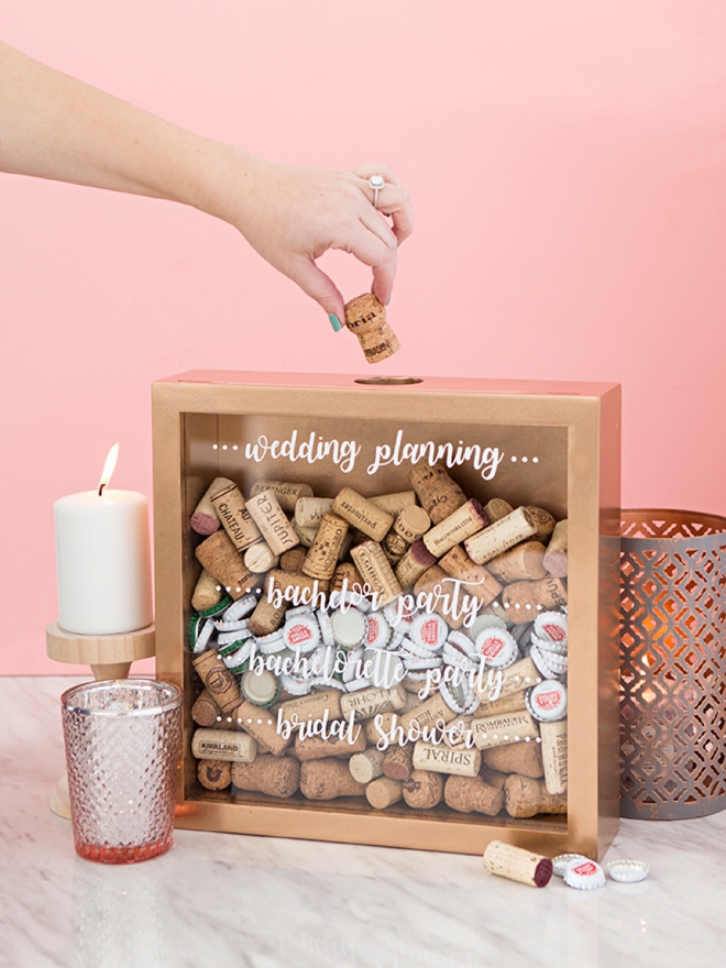 This DIY Wedding Cork Keepsake Frame Is The Absolute Cutest!