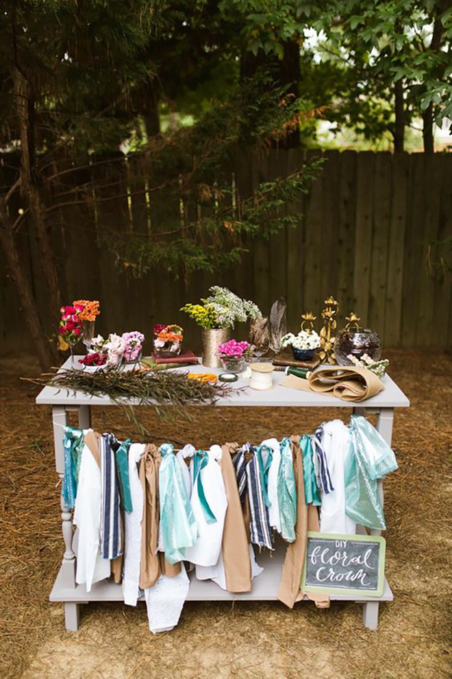 A flower crown station is a beautiful, modern bridal shower activity. 