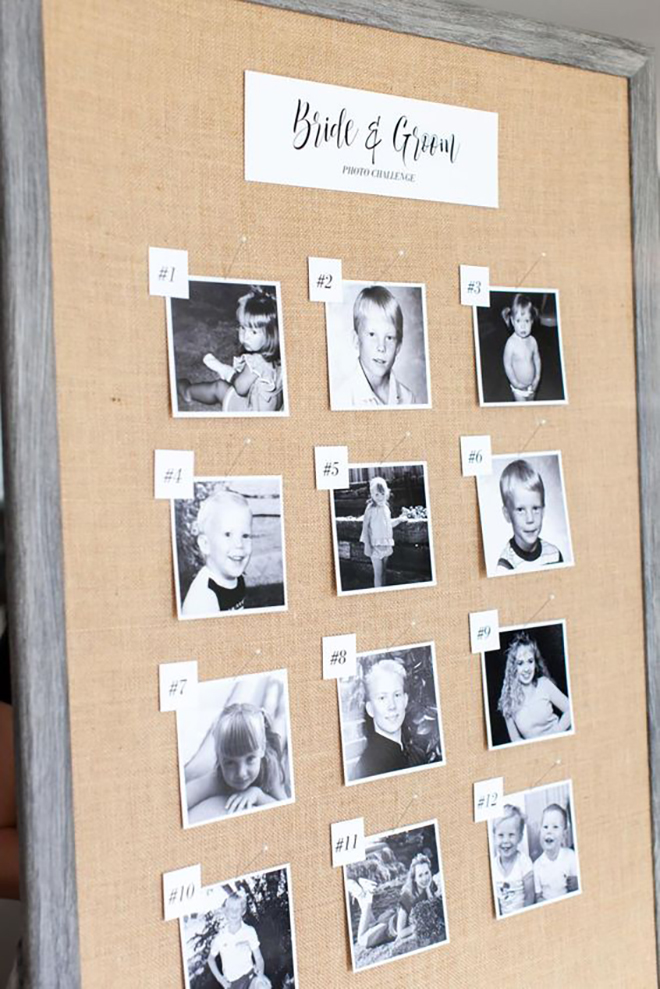 We love this childhood photo game for a bridal shower. 