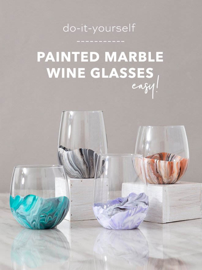 These marble wine glasses are super easy to paint!