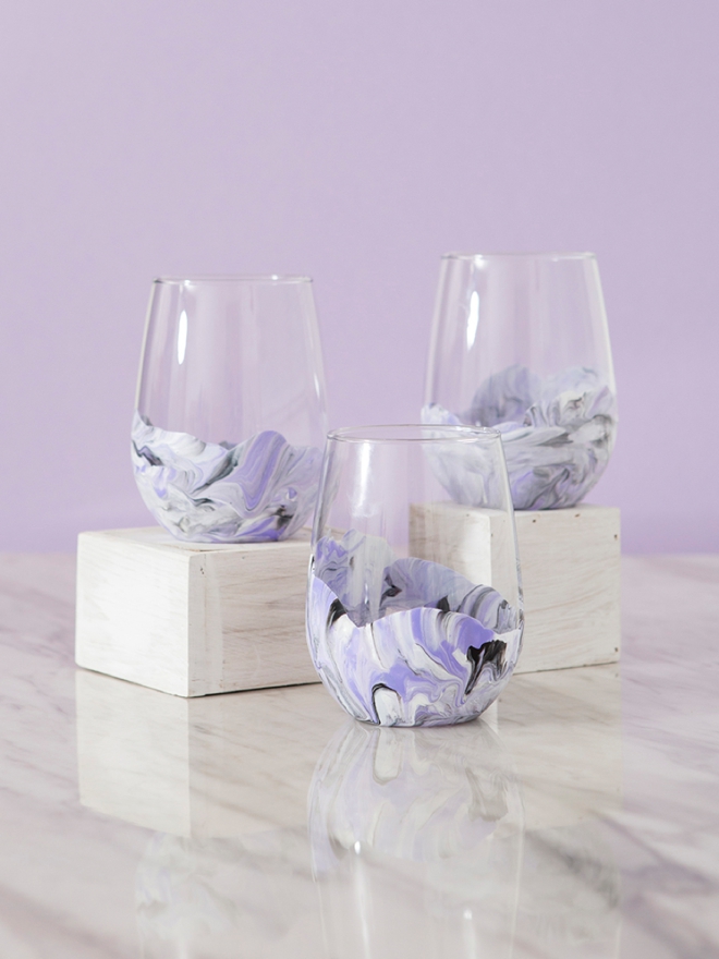 Easy hand painted wine glasses with love.