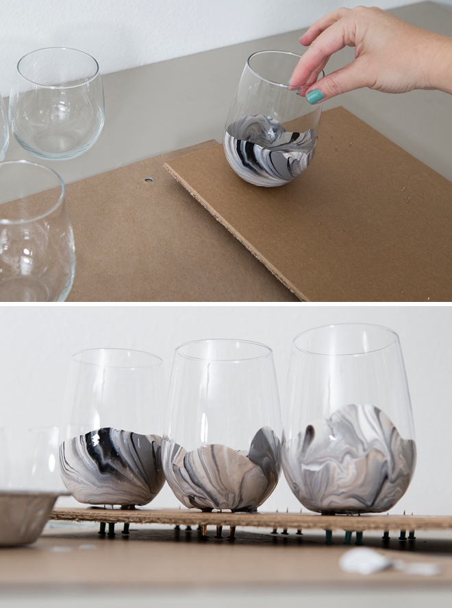 These marble wine glasses are super easy to paint!