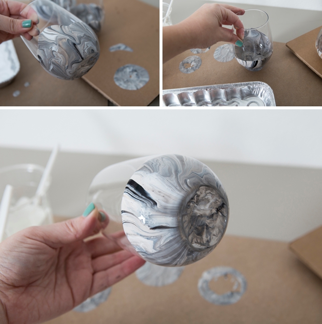 Wow, these marble wine glasses are DIY and crazy easy!