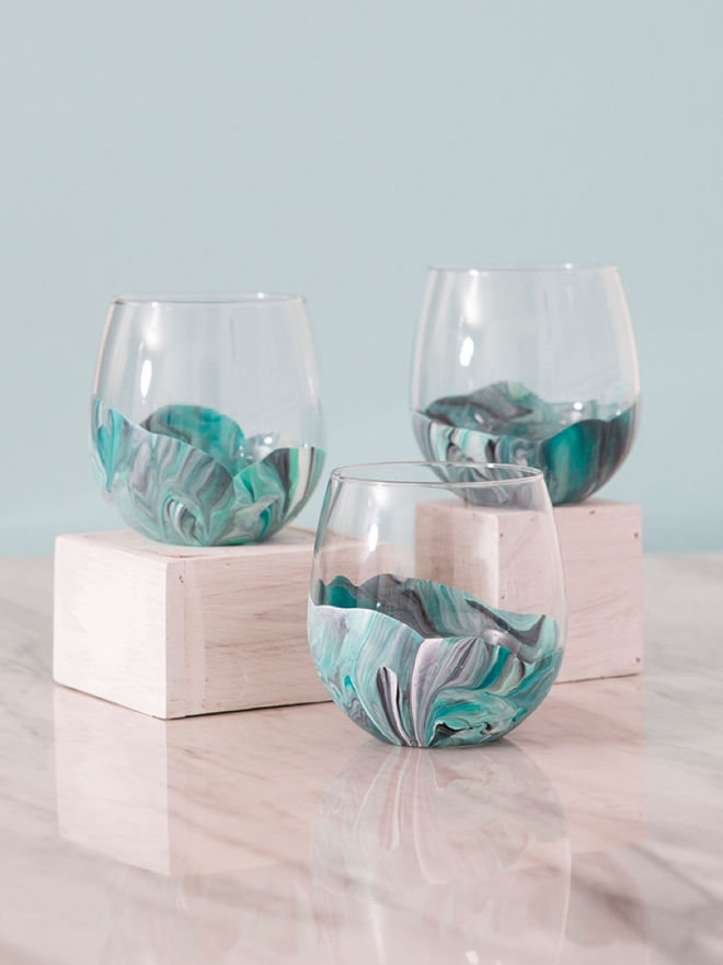 You HAVE To See How Easy These Marble Wine Glasses Are To Paint!