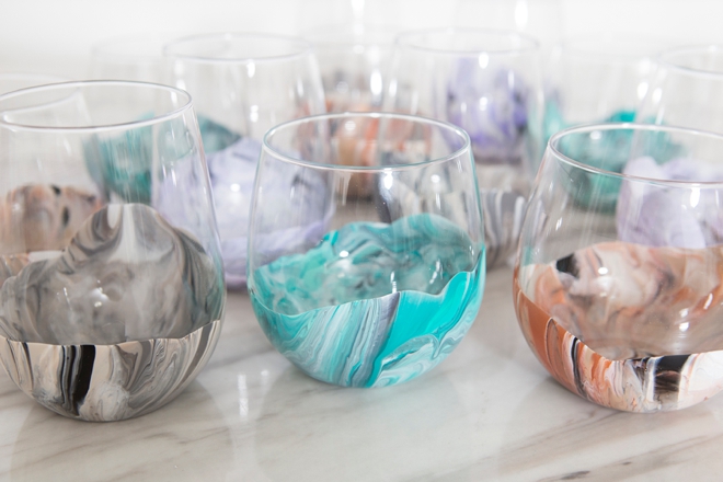 Wow, these marble wine glasses are DIY and crazy easy!