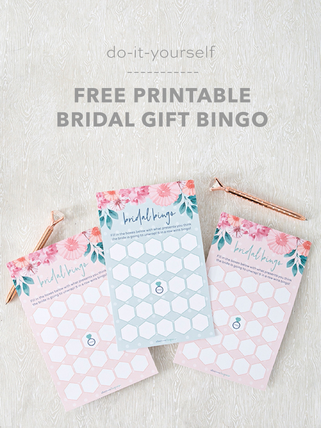 Print these adorable Bridal Bingo game cards for free!