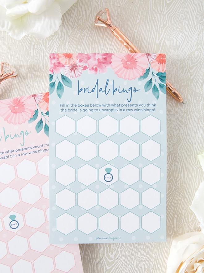 Print these adorable Bridal Bingo game cards for free!