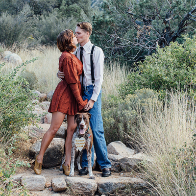 We LOVE this darling couple's New Mexico engagement with their cute pup!