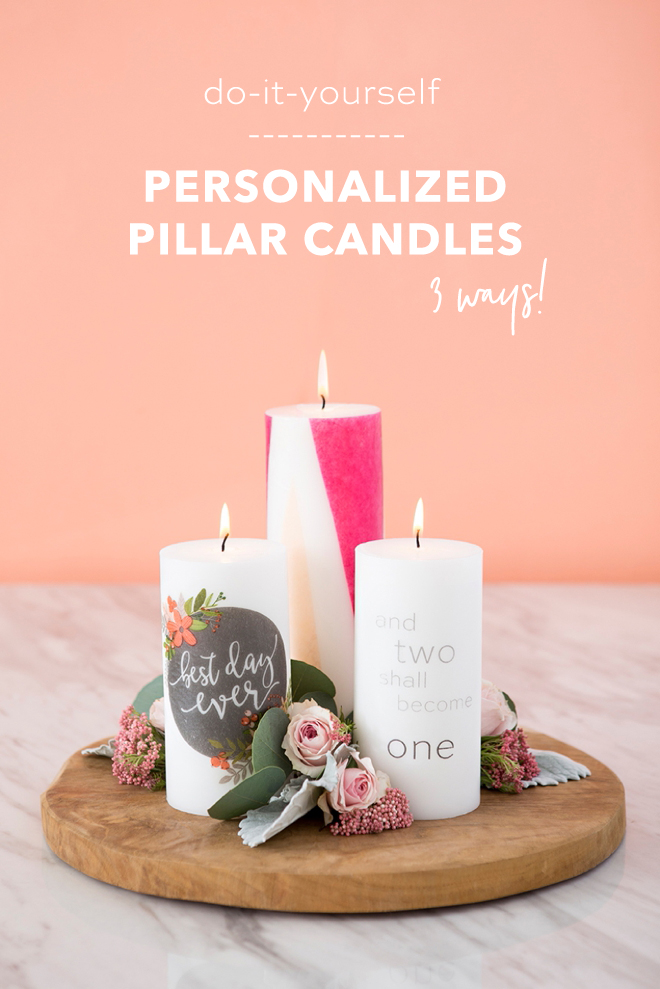 Learn how easy it is to personalize pillar candles for your wedding!