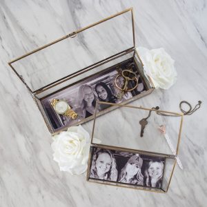 Print and glue your own photos into jewelry boxes as wedding gifts!