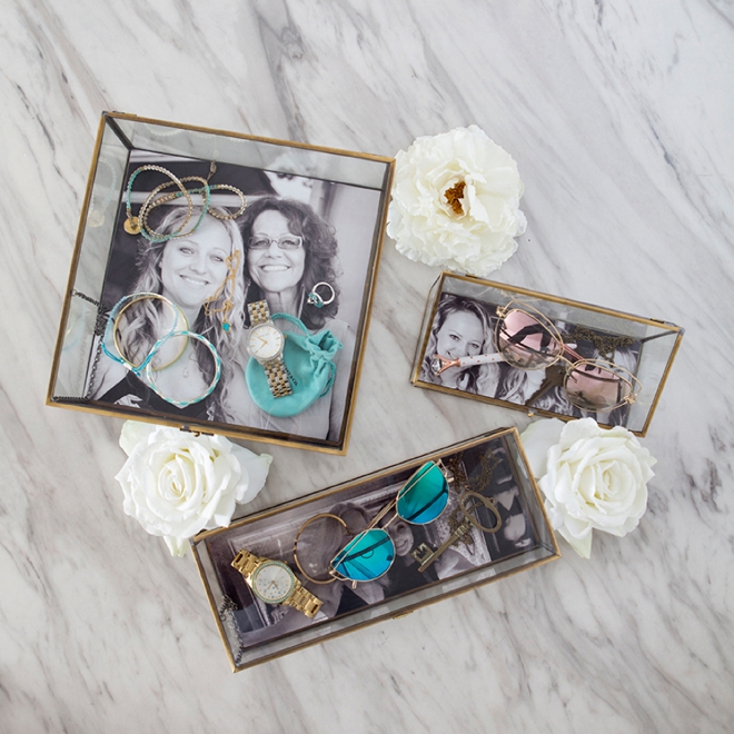 Print and glue your own photos into jewelry boxes as wedding gifts!