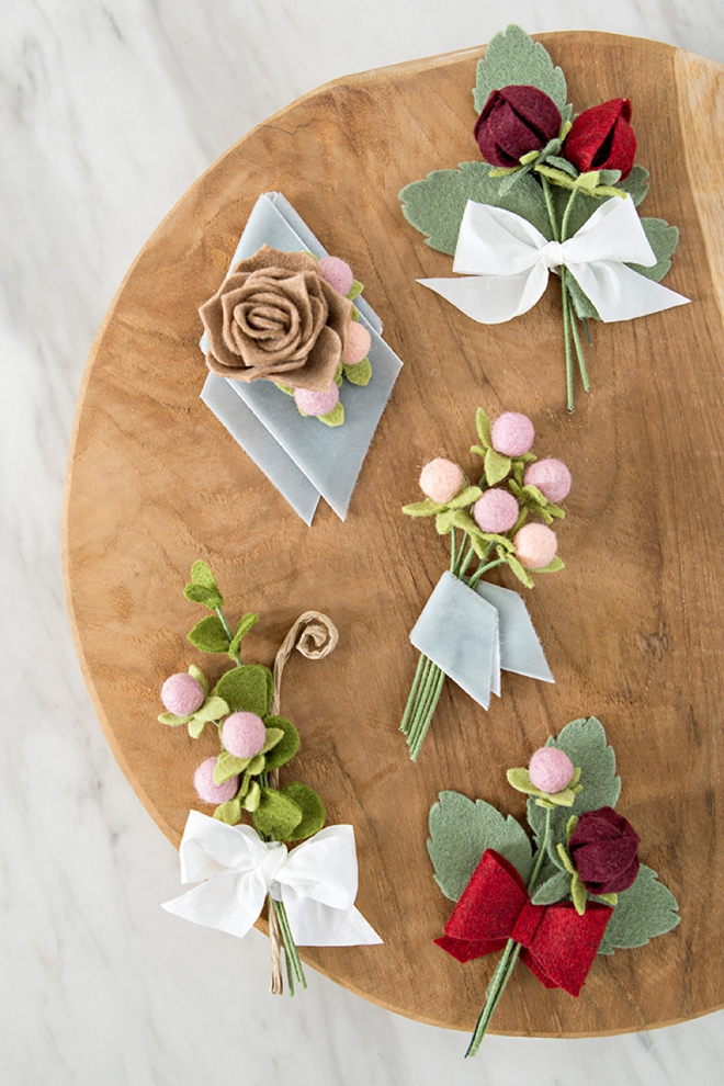 How to make the most gorgeous boutonnieres out of felt flowers!