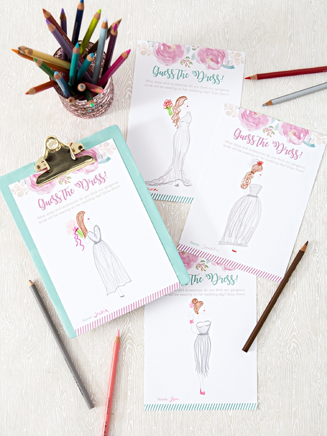 This FREE Printable "Guess The Dress" Bridal Shower Game Is Adorbs!