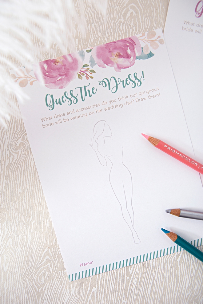 This FREE Printable "Guess The Dress" Bridal Shower Game Is Adorbs!