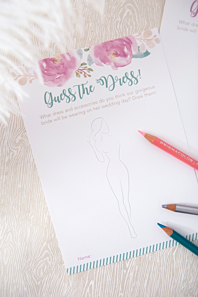 Bridal Shower Games Guess The Dress Printed For You -  Portugal