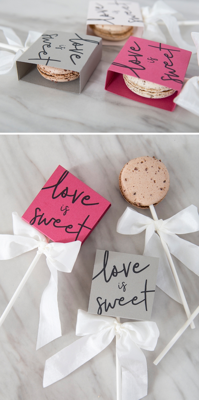 Make these free printable boxes for your macaron favors