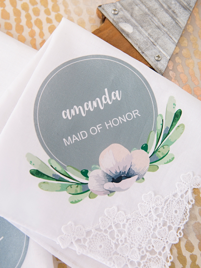 Make your own personalized bridal party handkerchiefs!
