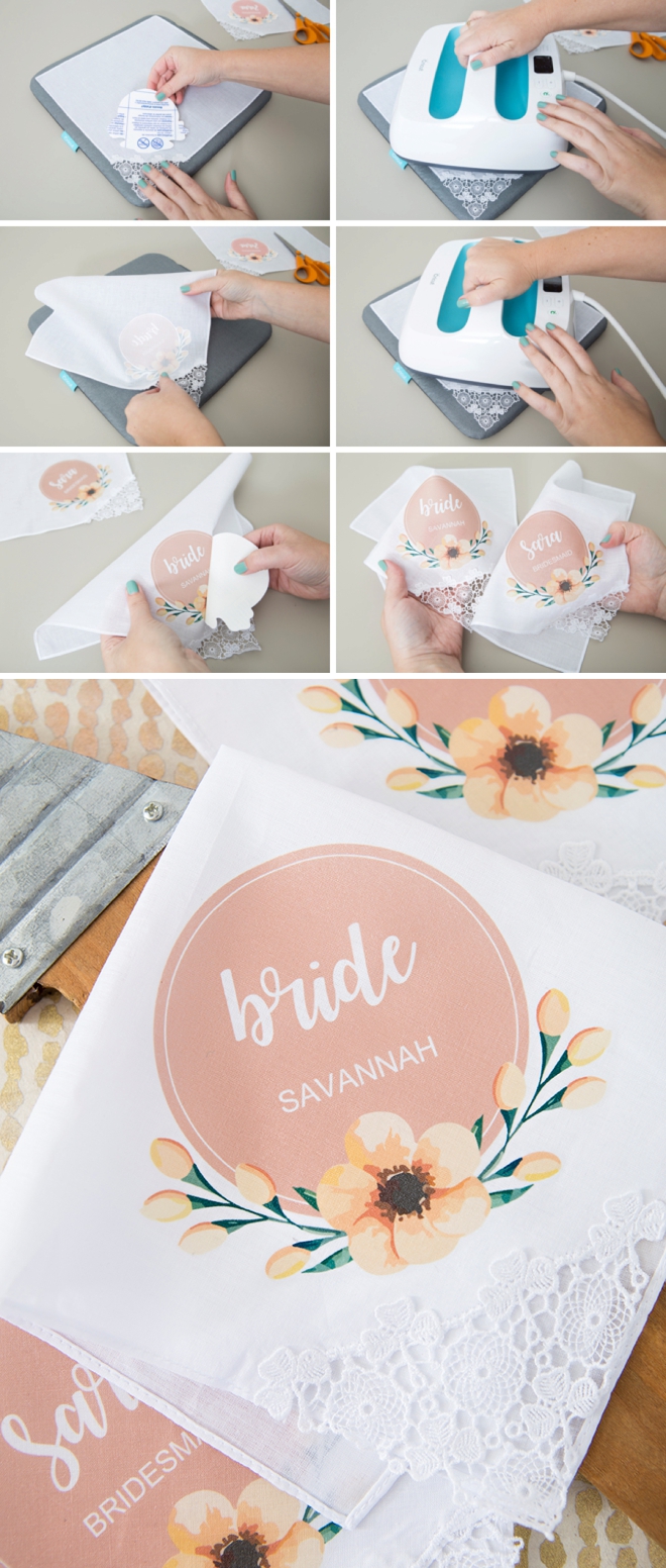 Edit our free designs to make your own bridal party handkerchiefs!